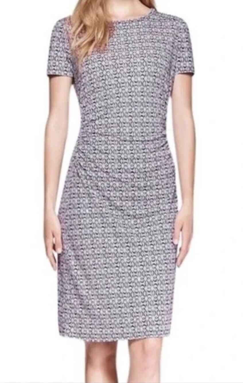 Tory Burch Women's Bodycon Silk  Myrtle Short Sleeve Dress Abstract Pattern Sz M